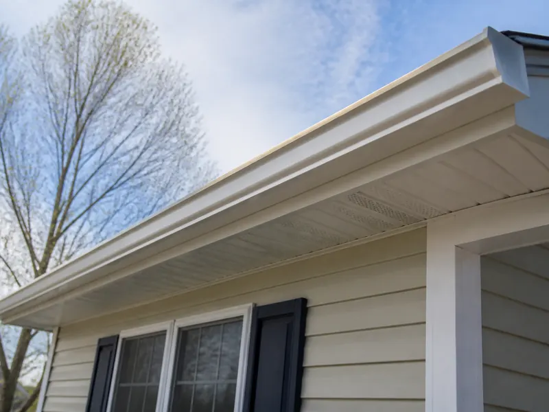 New fascia and seamless aluminum gutter on a Tennessee Valley home