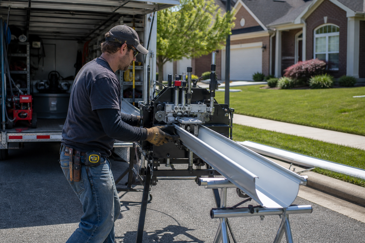 Custom seamless gutter installation on a Chattanooga home